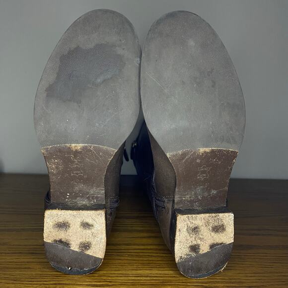 Tory Burch Bristol Brown Coconut Leather Gold Reva Tall Harness Riding Boots 10M - Picture 6 of 7